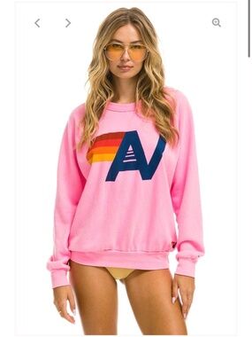 Aviator Nation Crewneck Sweatshirt XS Neon Pink